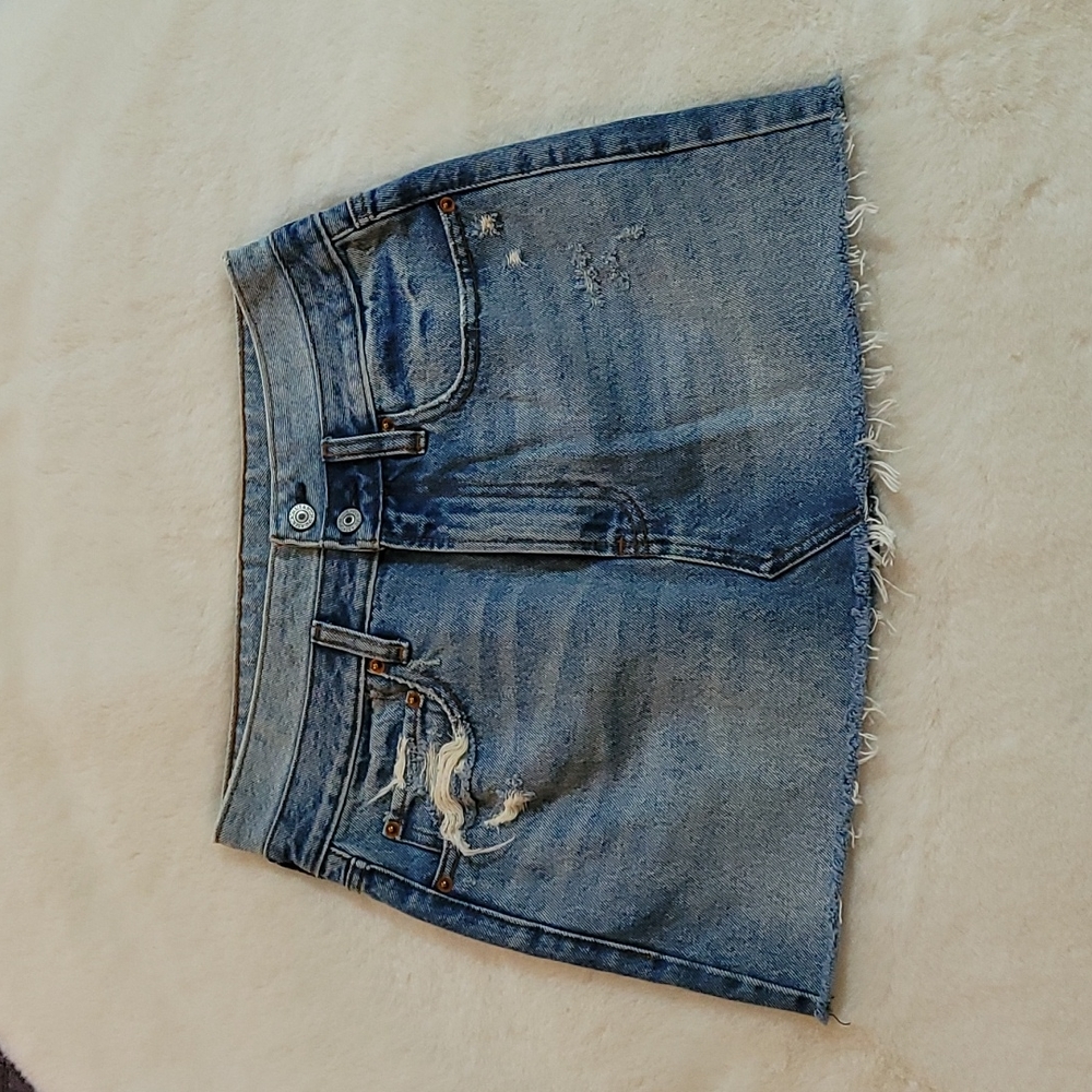 Abercrombie Blue Jean Denim Distressed Micro Mini Skirt Size 28/6